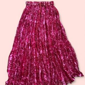 y2k pink flowy maxi skirt